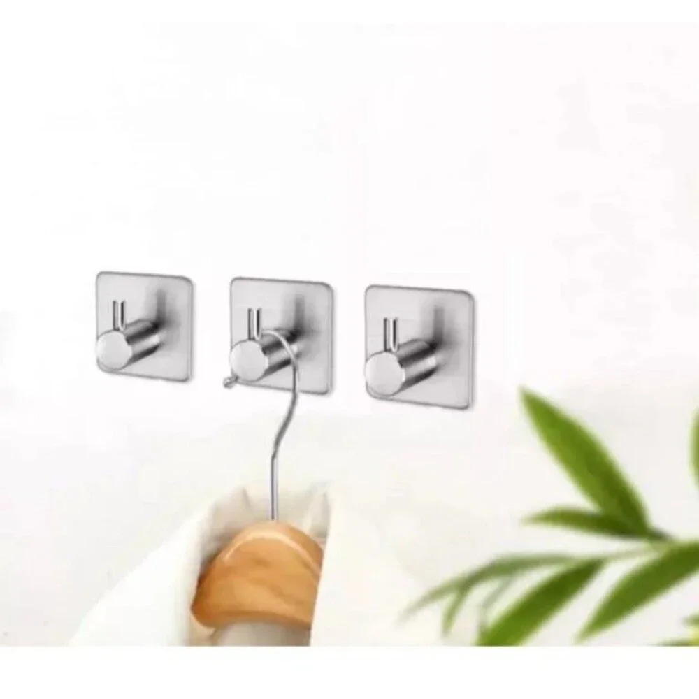 Adhesive Hooks Heavy Duty Wall Hooks Waterproof Stainless Steel Hooks 4-Packs